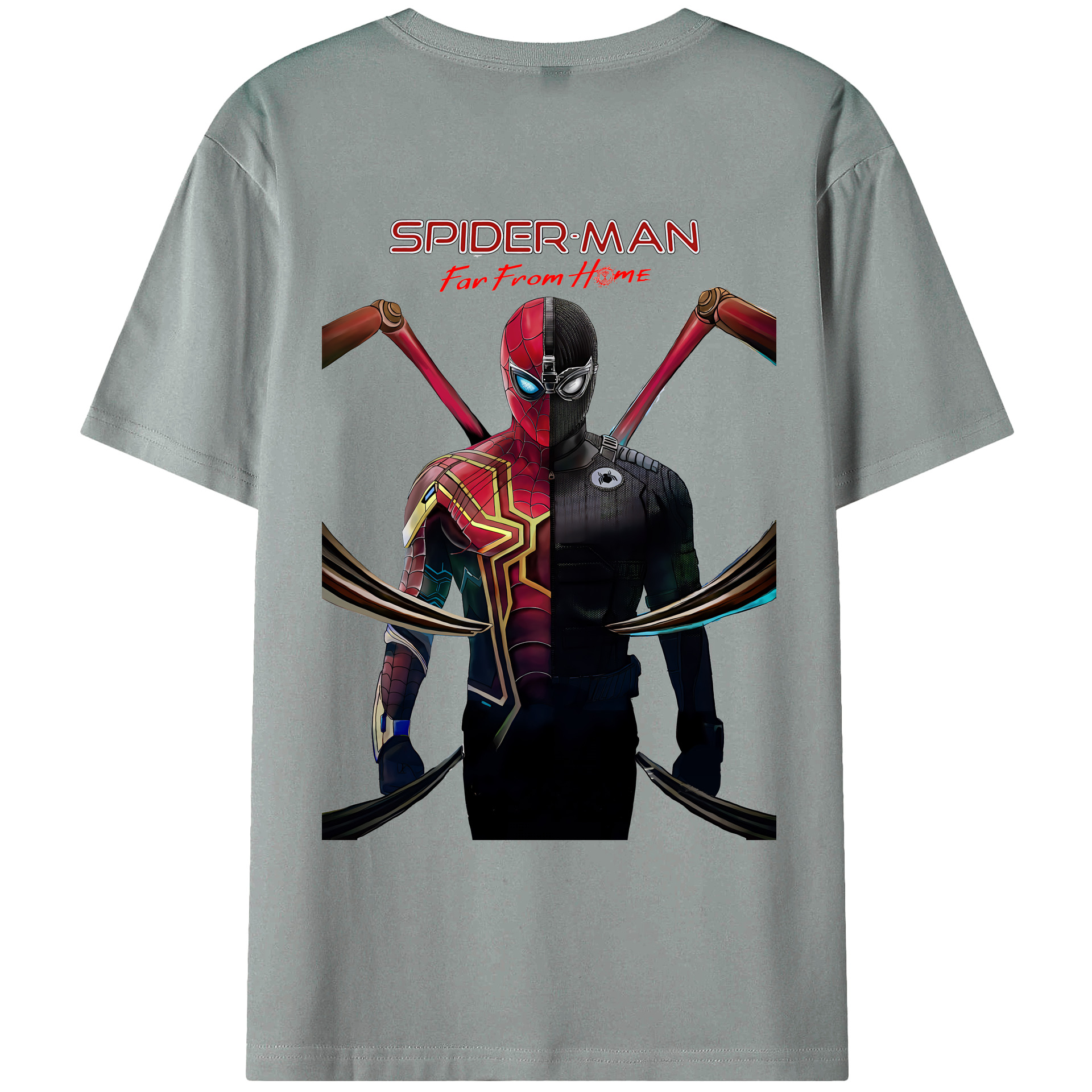 （画像用） Spider Man スパイダーマン 綿100％ メンズ半袖Tシャツ（バックプリント） 通気性